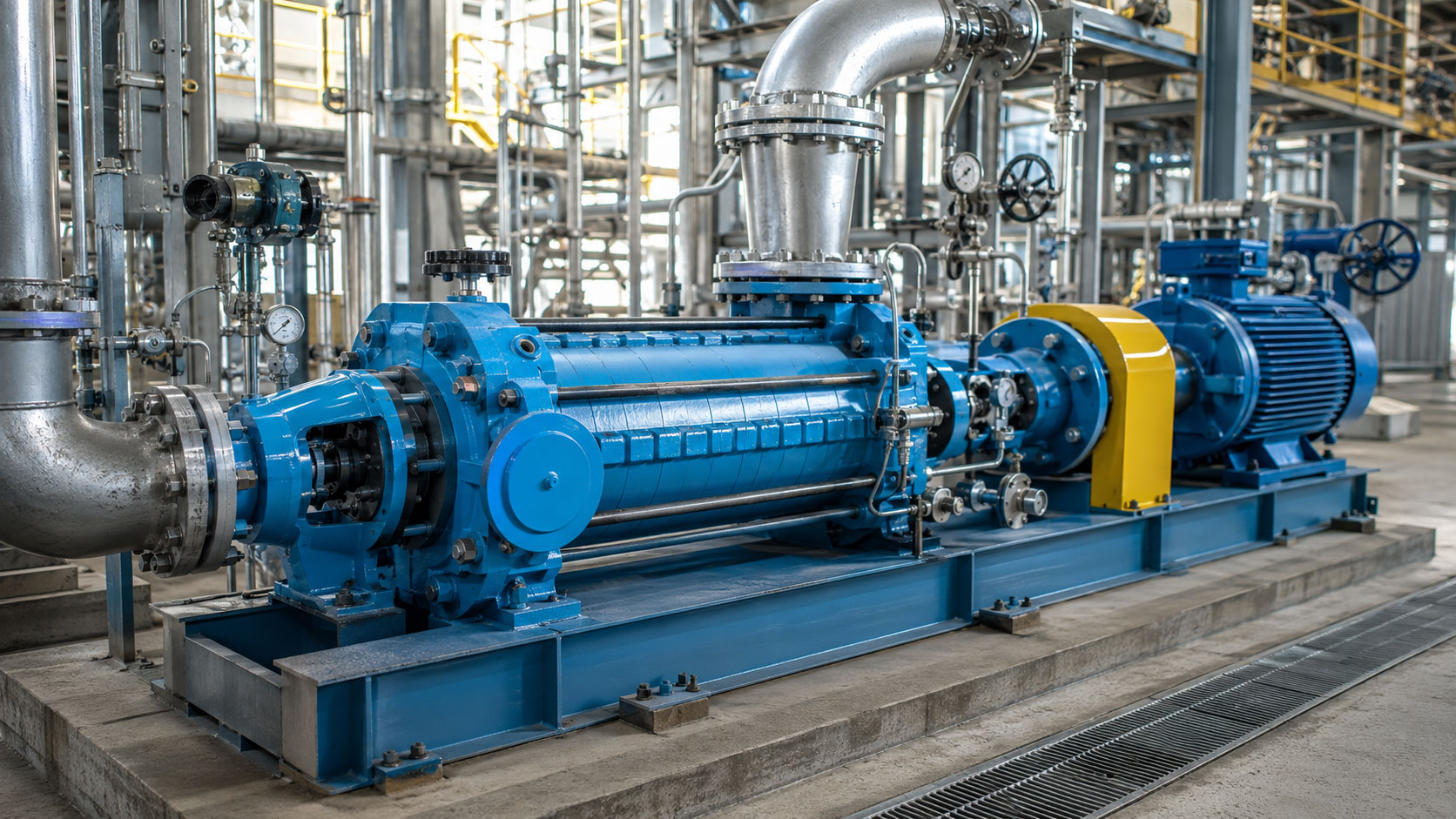 Multi-stage boiler feed pump installation in thermal power plant auxiliary room — boiler feed pump specification thermal power plant